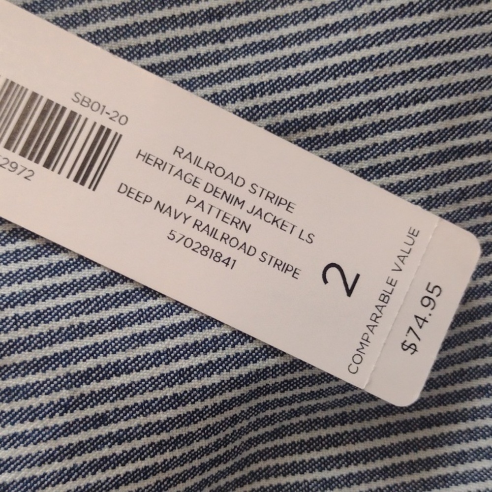 NWT Chico's Railroad Stripe Heritage Denim Jacket Size 2 - Picture 8 of 8